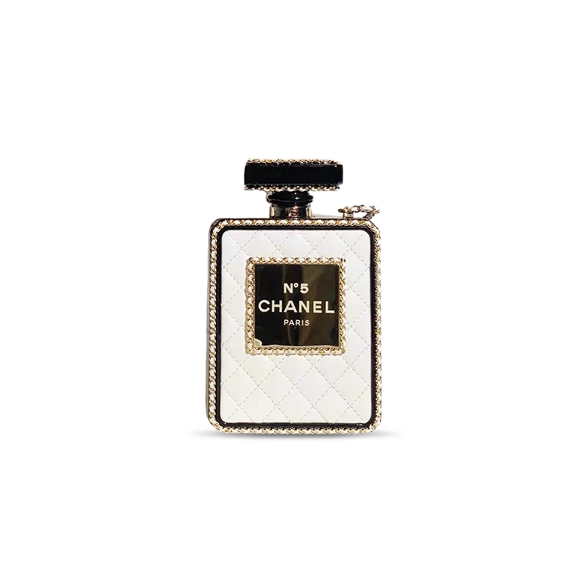 Ch**el master leather perspex perfume bottle minaudiere bag as3263 (16*9*3.5cm)